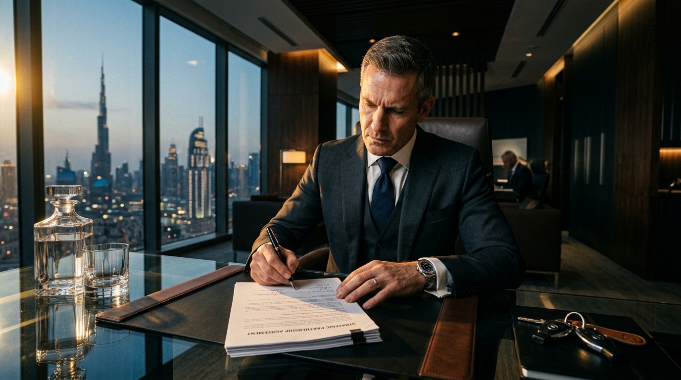 Signing UAE car loan for expats contract in Dubai bank