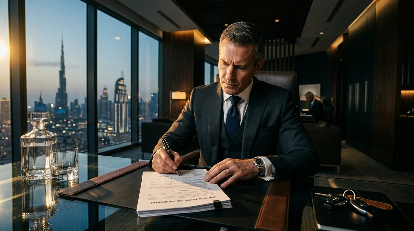 Signing UAE car loan for expats contract in Dubai bank