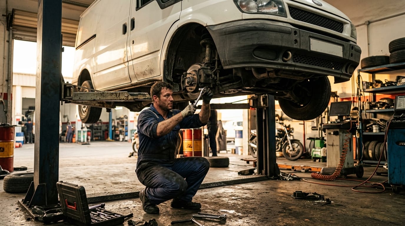 Routine maintenance check for a commercial business vehicle in the UAE