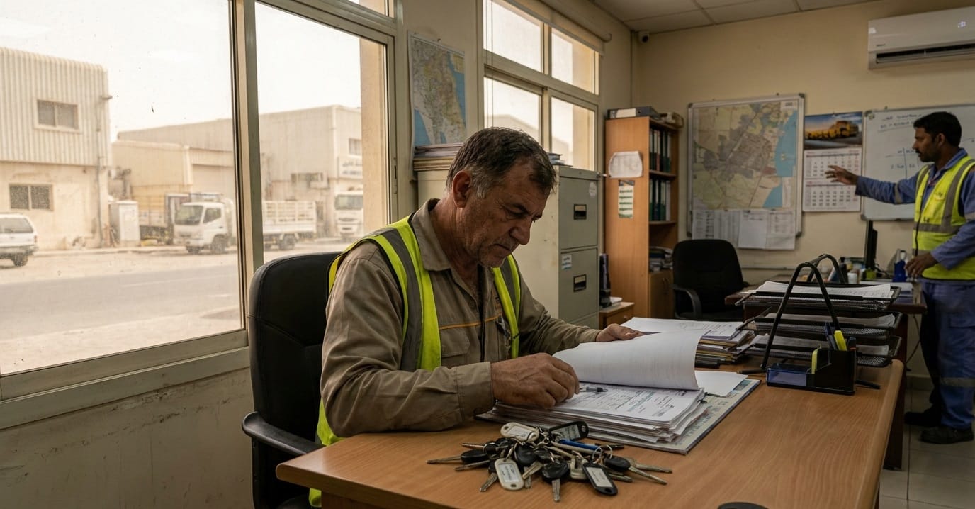 fleet-manager-reviewing-documents-al-quoz-dubai