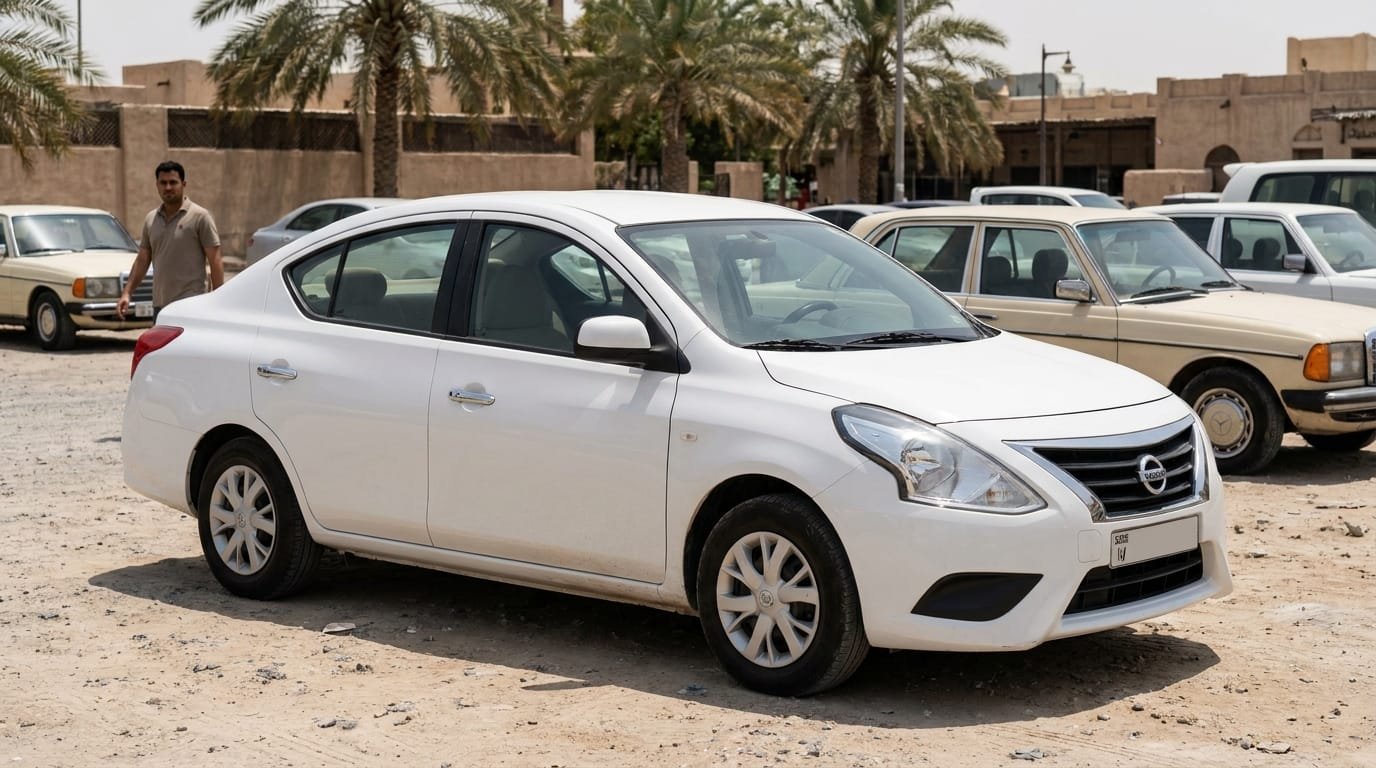 Nissan Sunny 2022 GCC spec sedan parked in Dubai