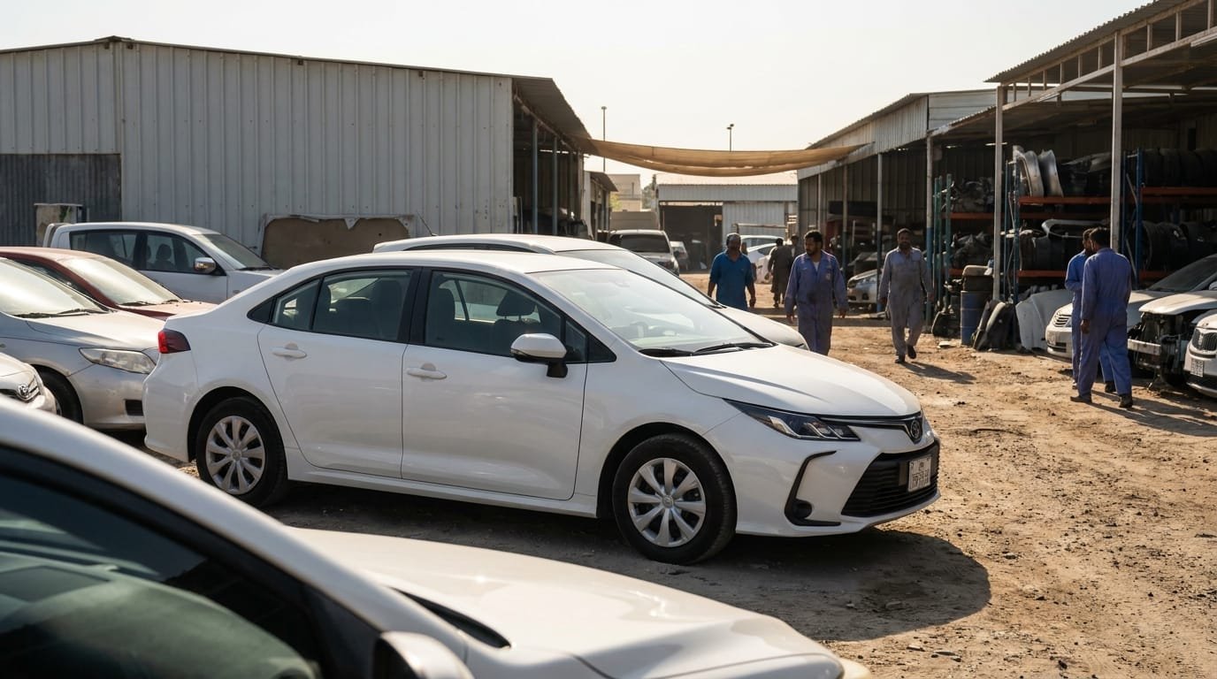 Toyota Corolla 2023 white GCC spec listed for sale Sharjah used car market