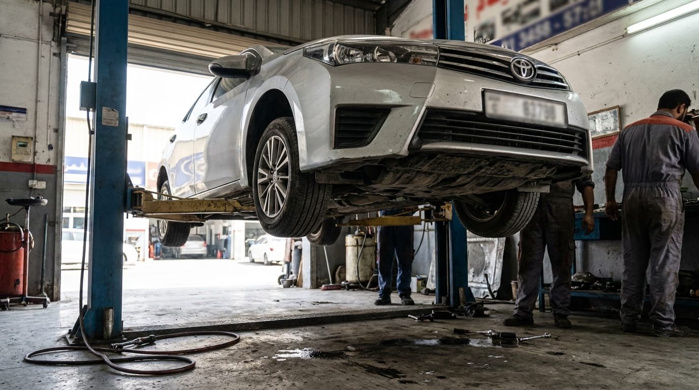 Toyota Corolla 2016 suspension inspection independent garage Sharjah UAE