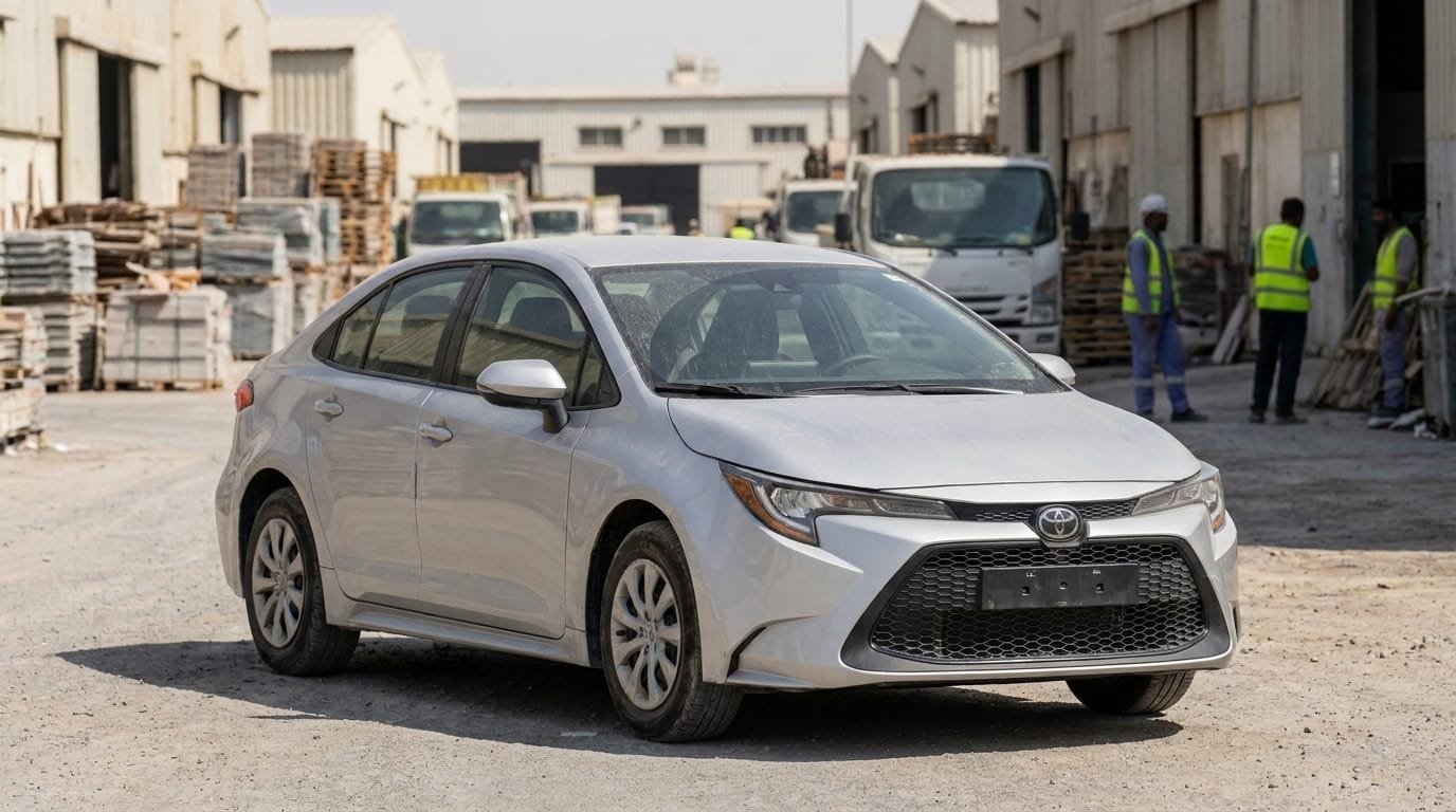 2022 Toyota Corolla parked in Al Quoz Dubai used car market
