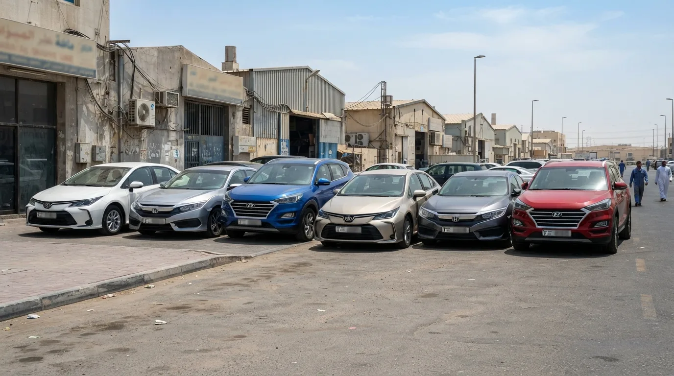 best used cars under 50000 uae displayed in Al Quoz inspection area Dubai