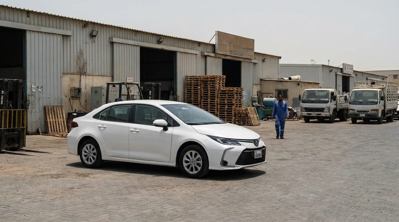 cheapest cars to maintain uae — Toyota Corolla 2020 GCC spec parked in Al Quoz Industrial Area Dubai