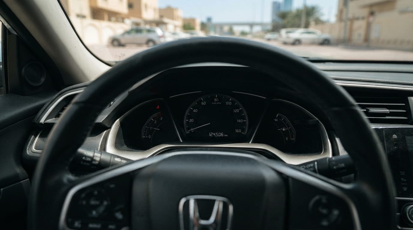 Honda Civic dashboard mileage check Dubai used car