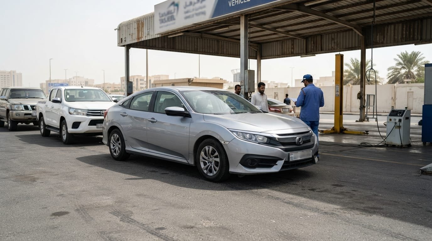 Used Honda Civic inspection at a UAE workshop before purchase