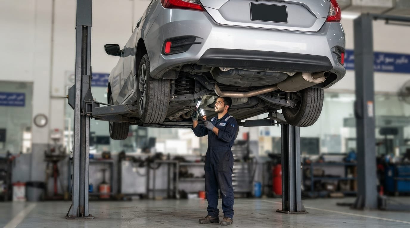 Honda Civic underbody accident repair inspection UAE