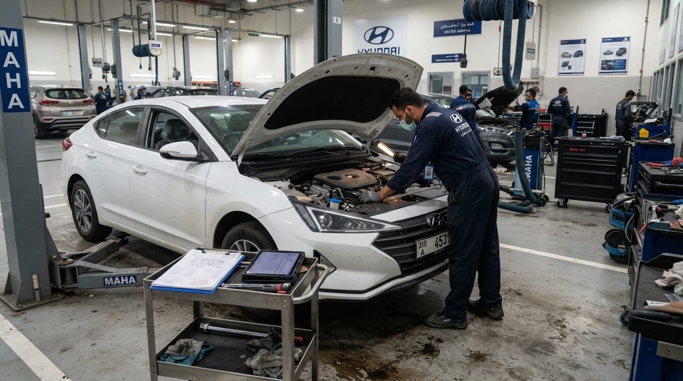 Hyundai Elantra service history documents UAE dealership inspection