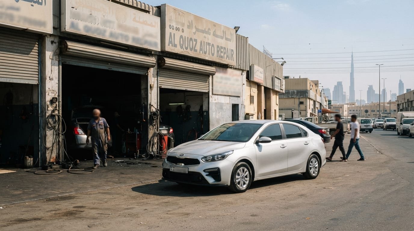 Kia Cerato parked at Al Quoz service centre UAE
