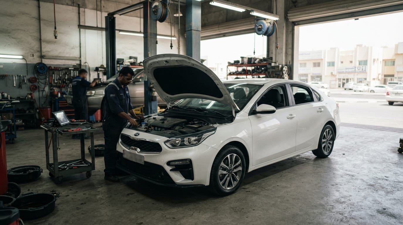 kia cerato maintenance cost uae inspection at Dubai workshop
