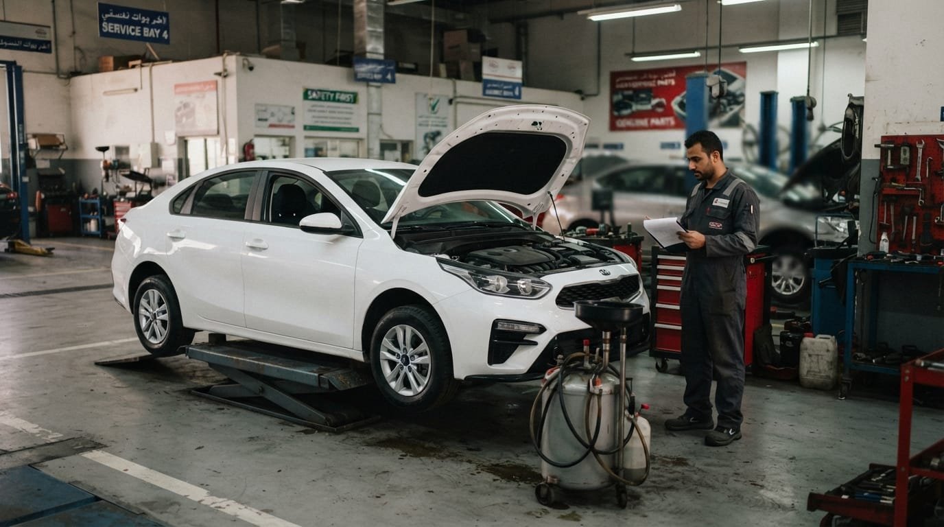 Kia Cerato engine bay oil service Dubai