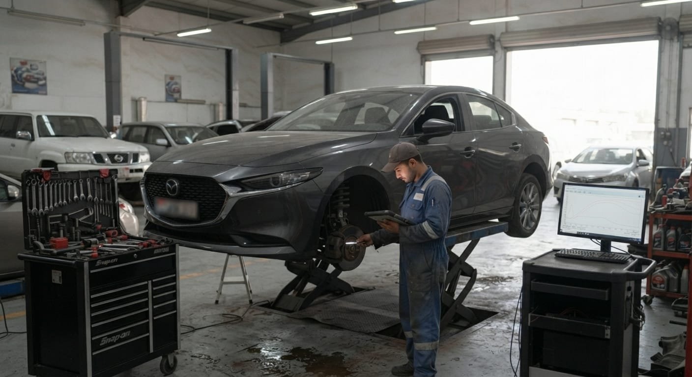 mazda 3 brake and suspension repair Dubai garage