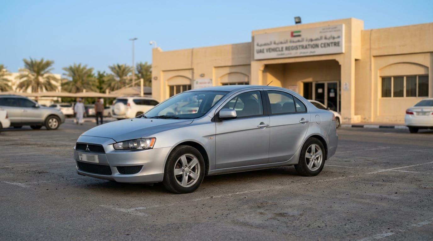 Used Mitsubishi Lancer at UAE vehicle registration centre