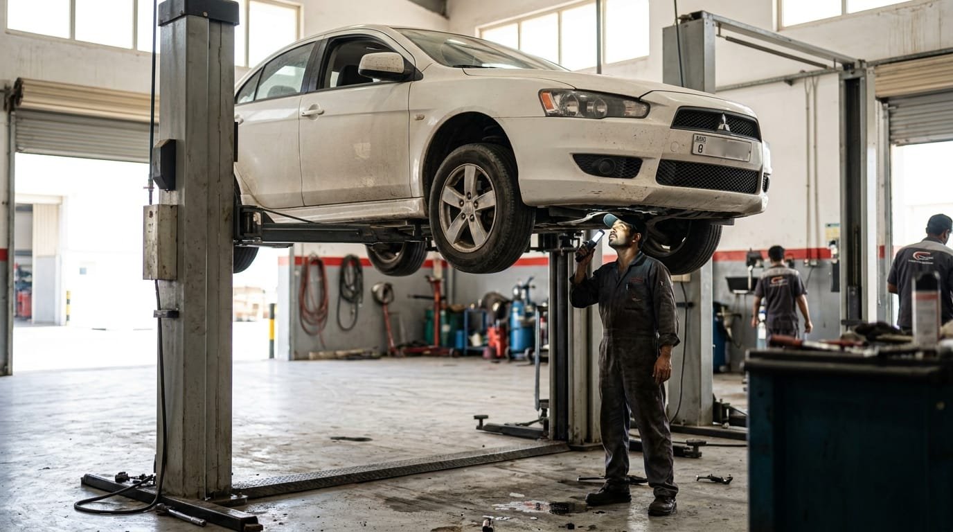 Mitsubishi Lancer maintenance cost UAE independent workshop inspection