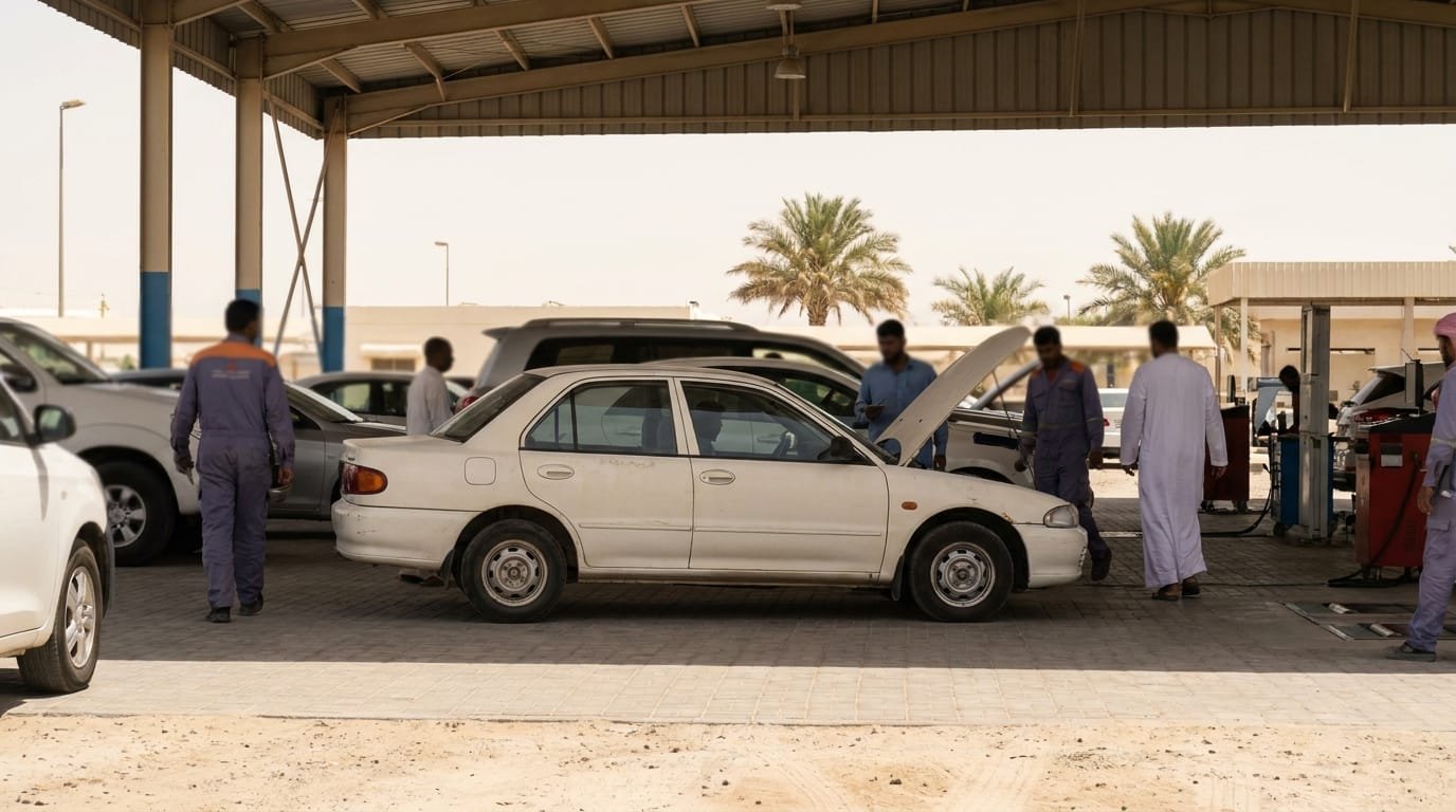 Mitsubishi Lancer registration process at UAE vehicle testing centre