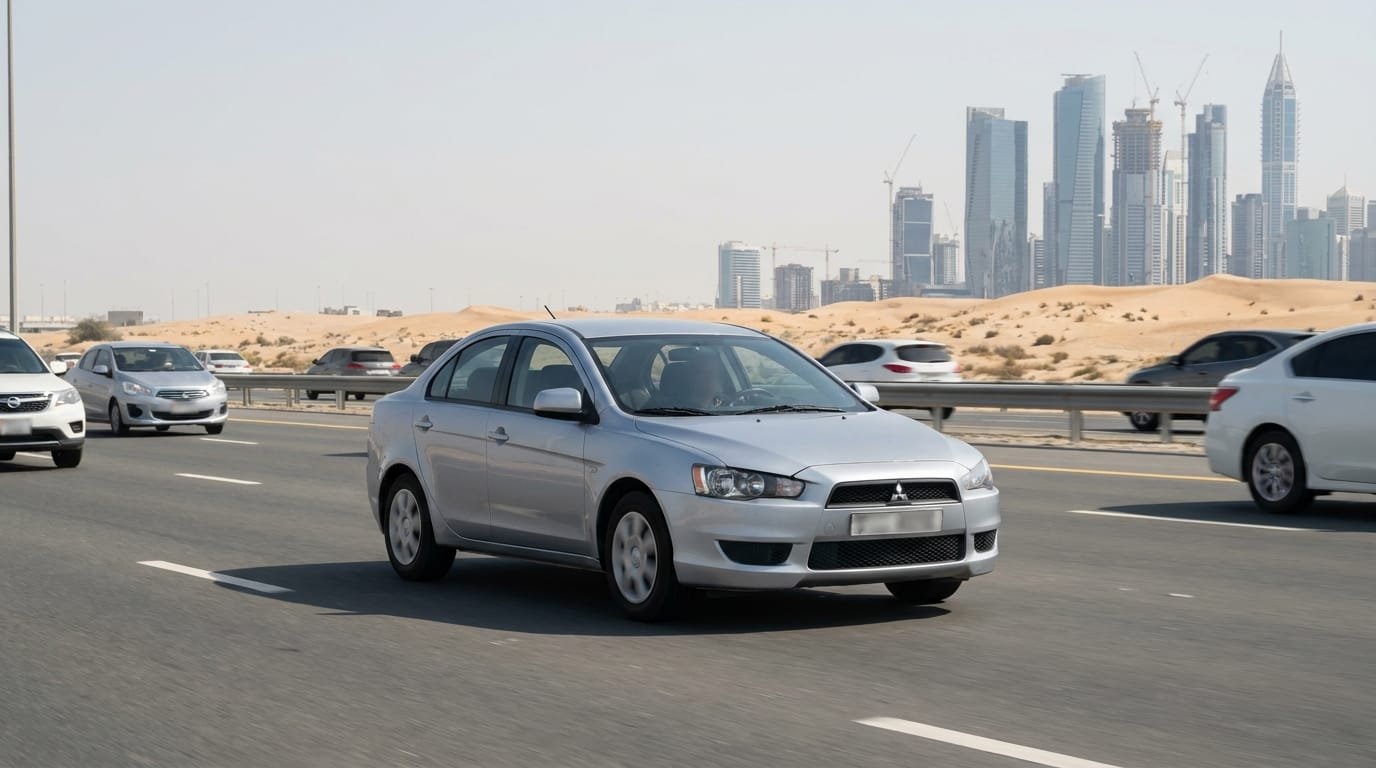 Mitsubishi Lancer UAE road driving