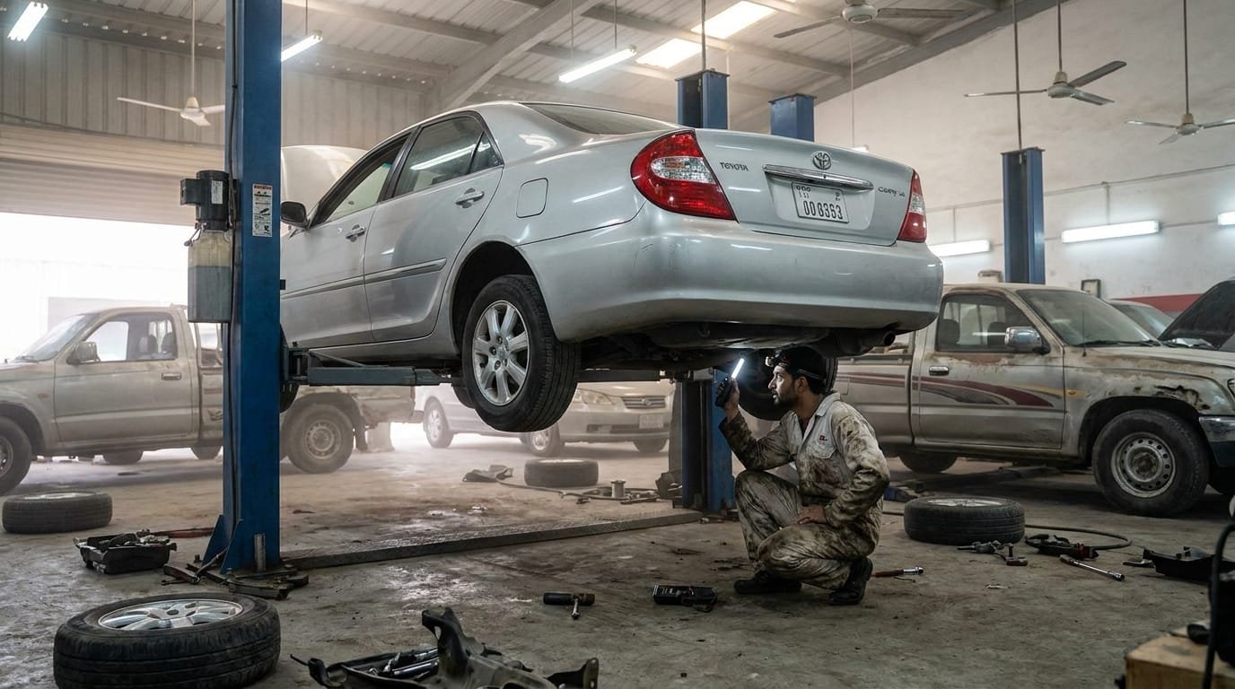 Toyota Camry engine bay inspection UAE