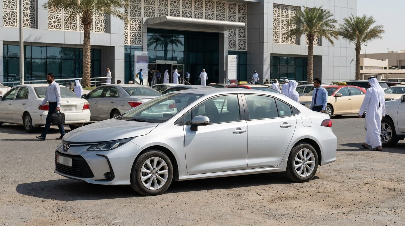 Toyota Corolla 2019 parked outside an RTA registration centre in Dubai