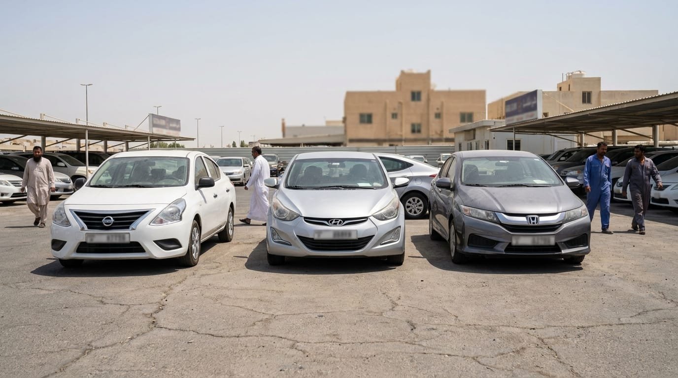 used car comparison UAE expats Nissan Sunny Hyundai Elantra Honda City