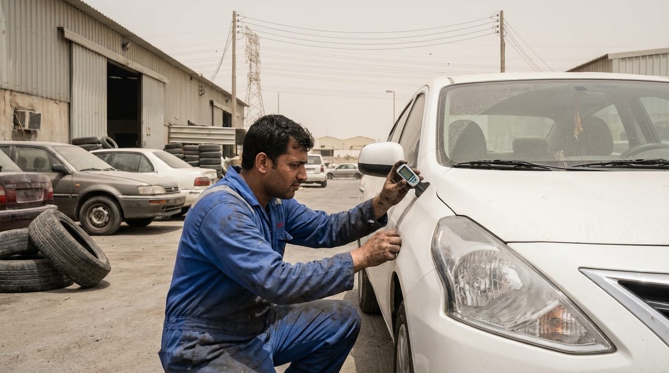 paint depth gauge used car inspection UAE accident repair check