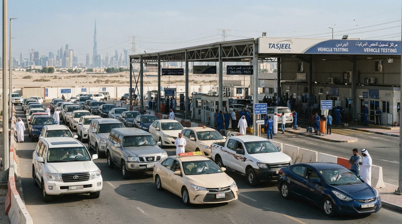 used car ownership transfer uae inspection centre Tasjeel