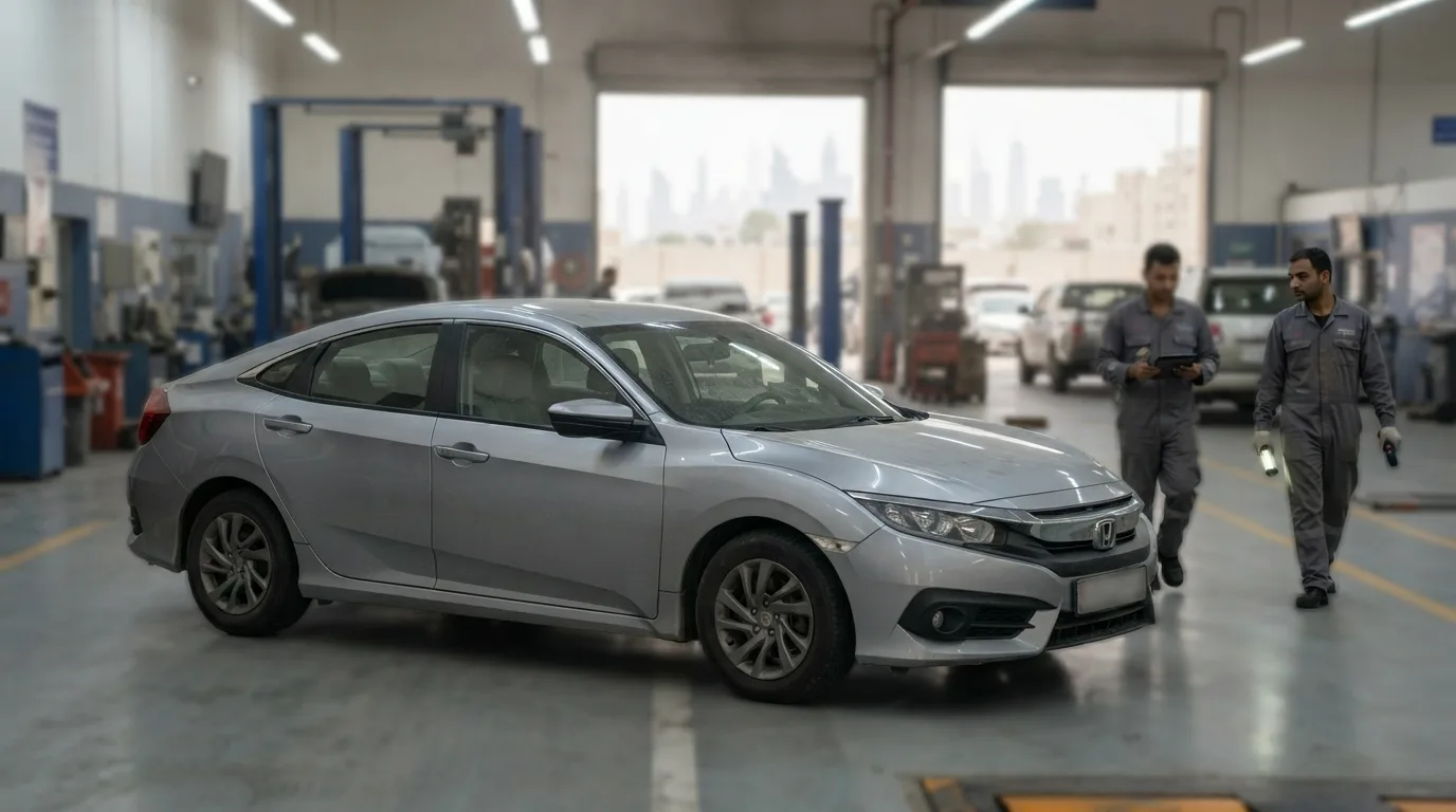 is used honda civic reliable uae engine bay inspection