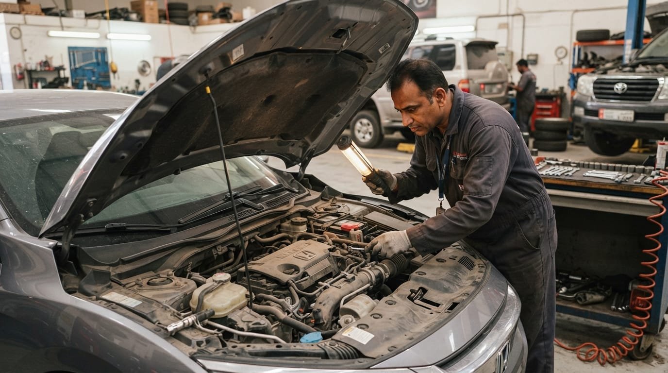 used honda civic problems uae — engine bay inspection