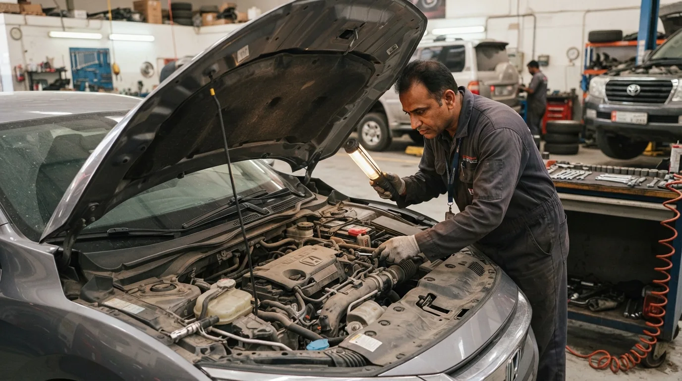 used honda civic problems uae — engine bay inspection