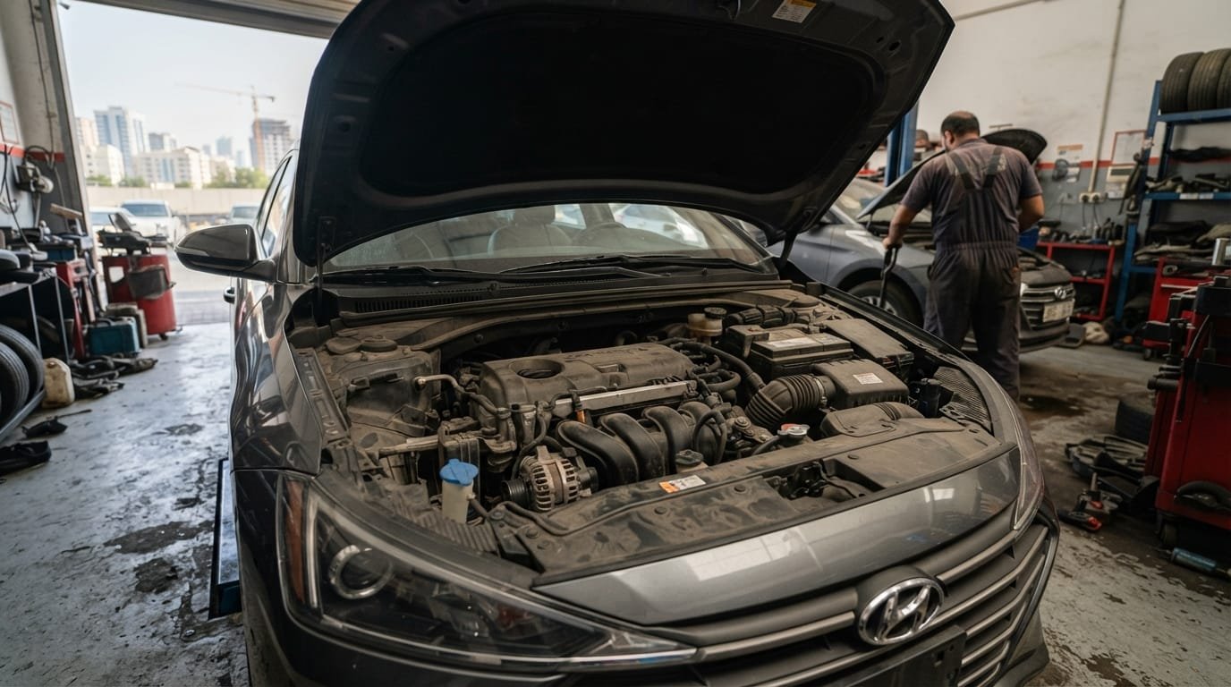 used hyundai elantra problems uae engine bay inspection al quoz dubai