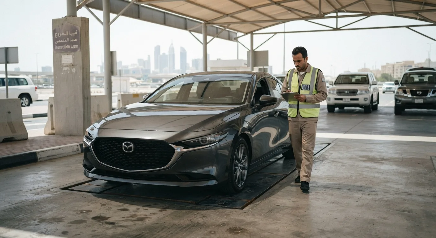 Used Mazda 3 parked at UAE inspection centre