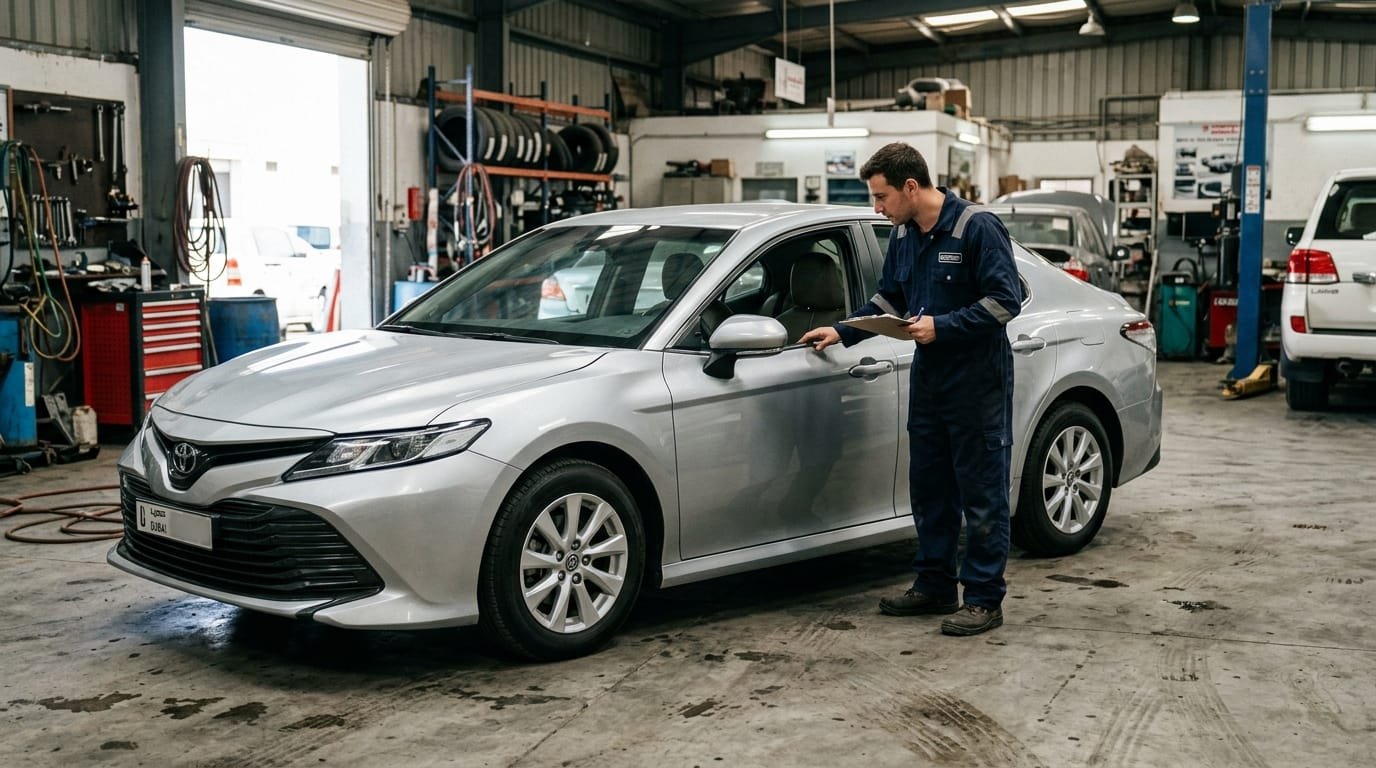 used toyota camry problems uae inspection at a Dubai workshop