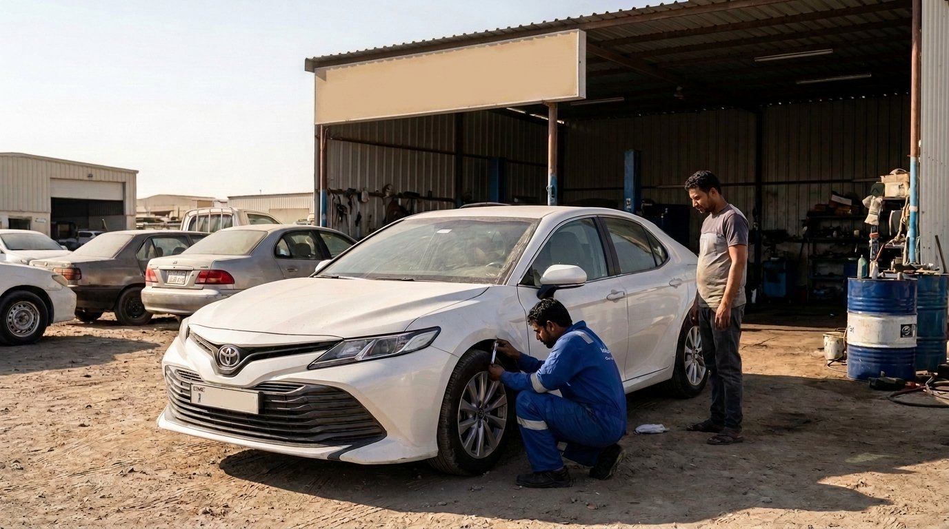 Toyota Camry brake pad and battery maintenance check UAE