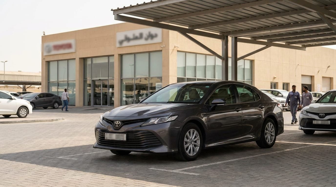 Toyota Camry parked at authorised UAE dealership service centre