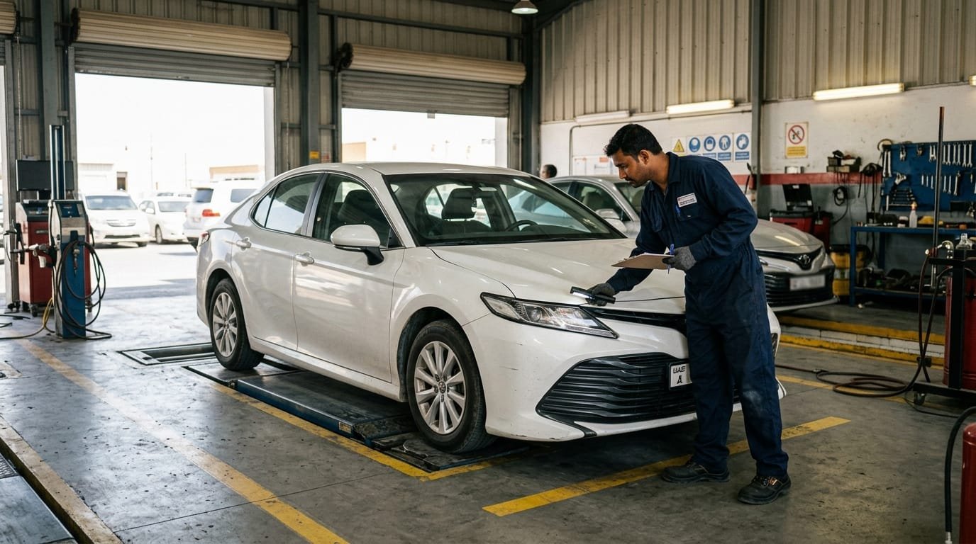 Toyota Camry GCC vs Imported UAE inspection at a Dubai workshop