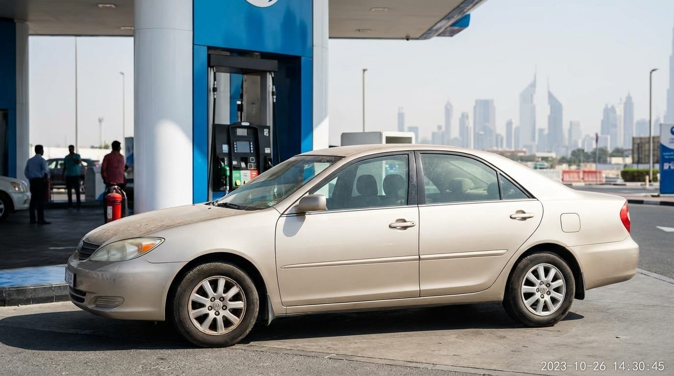 uae fuel prices used car demand fuel pump Dubai petrol station