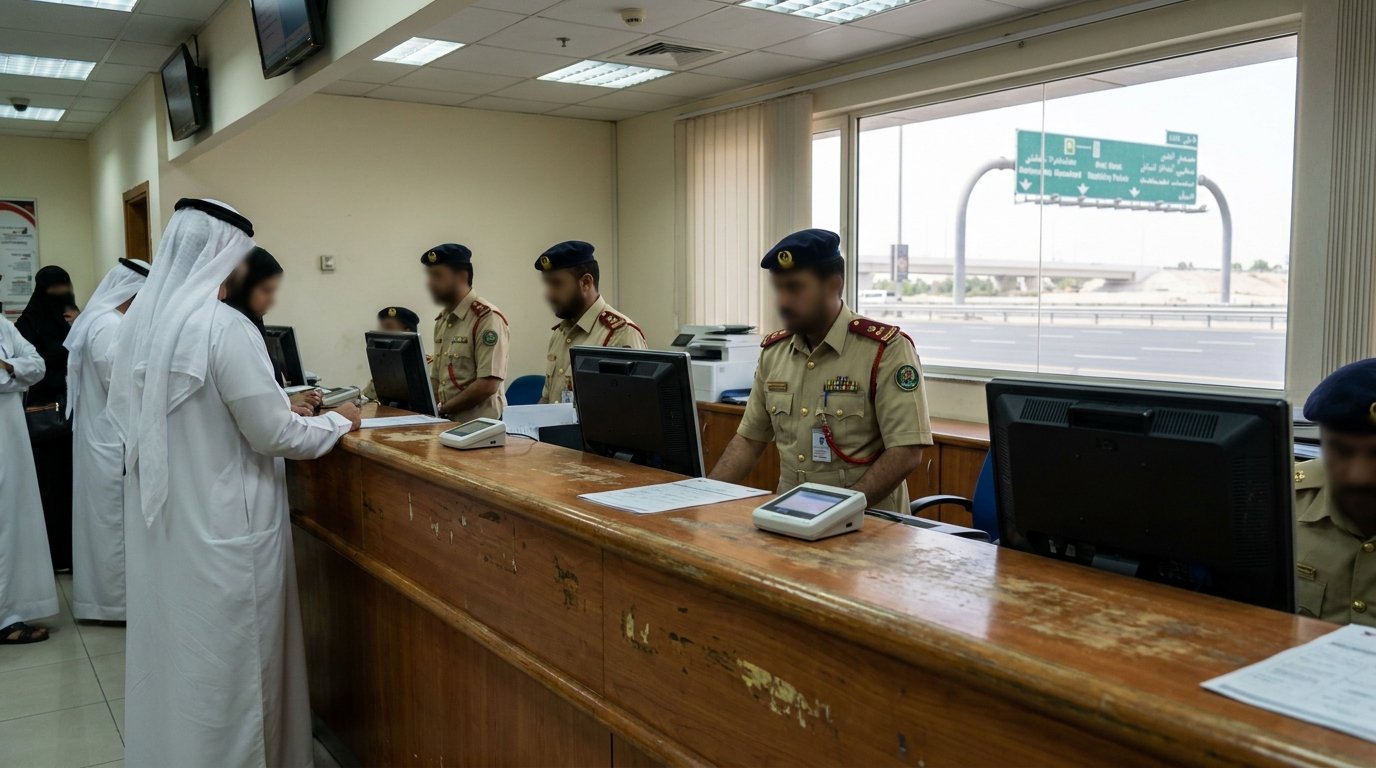 UAE licence suspension notice at RTA traffic service centre