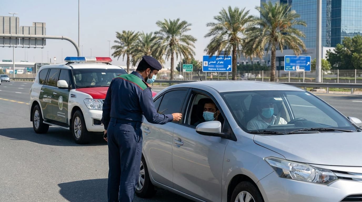 police checkpoint UAE traffic licence check