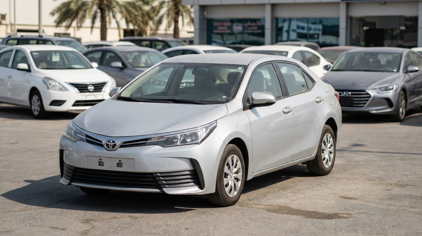 UAE vs Saudi Arabia used car prices comparison — Toyota Corolla at a Dubai dealership