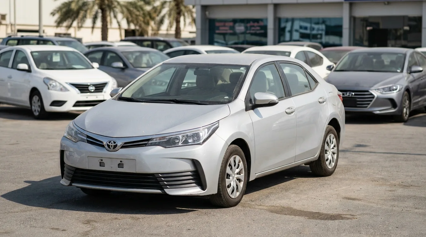 UAE vs Saudi Arabia used car prices comparison — Toyota Corolla at a Dubai dealership